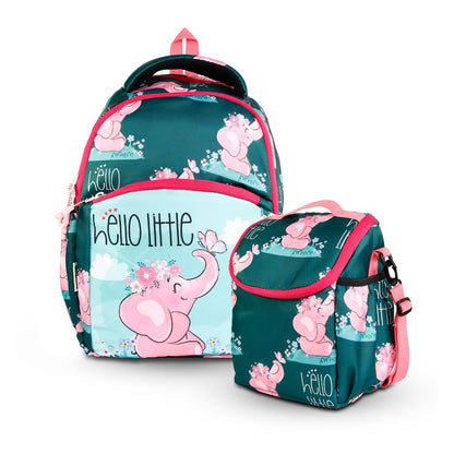 elephant kids premium backpack with lunch bag