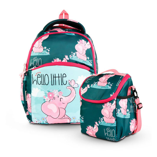 elephant kids premium backpack with lunch bag