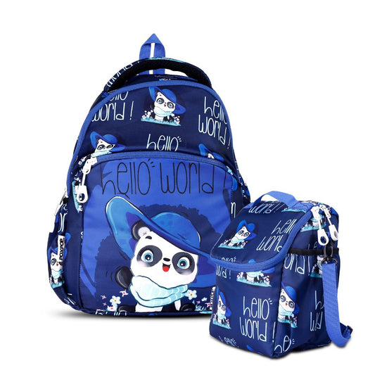 panda kids premium backpack with lunch bag