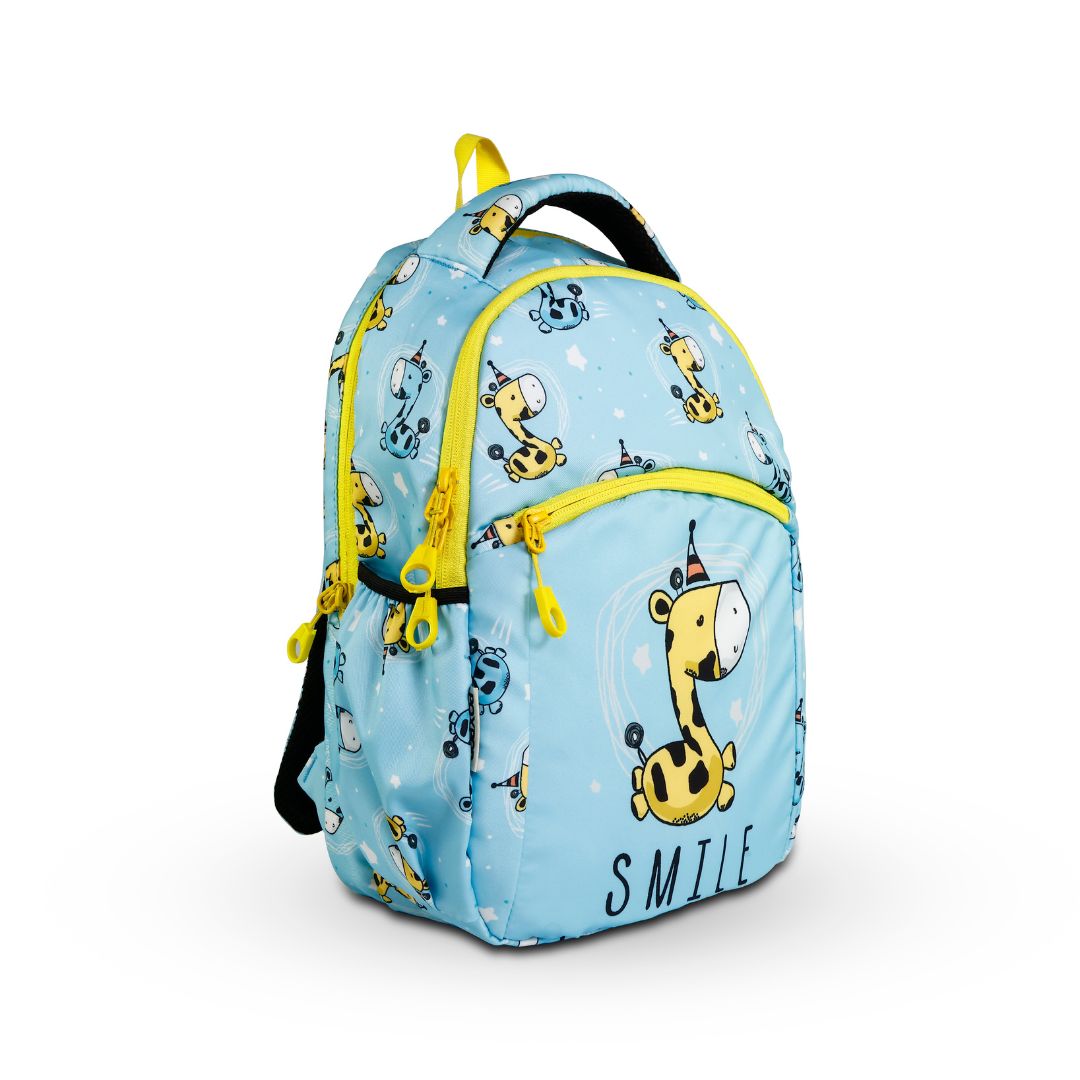 Giraffe blue  kids premium backpack with lunch bag