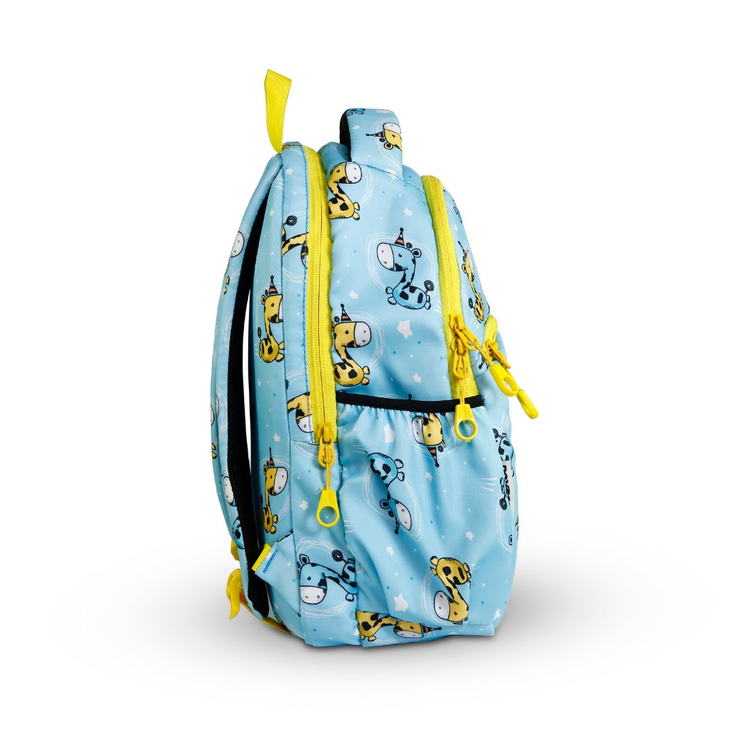 Giraffe blue  kids premium backpack with lunch bag