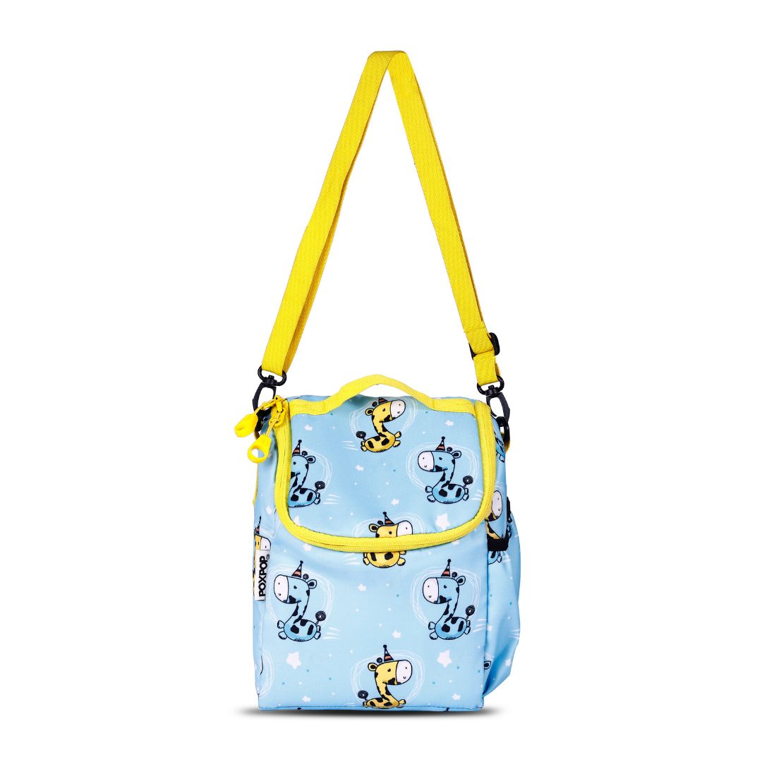 Giraffe blue  kids premium backpack with lunch bag