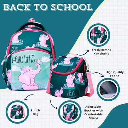elephant kids premium backpack with lunch bag