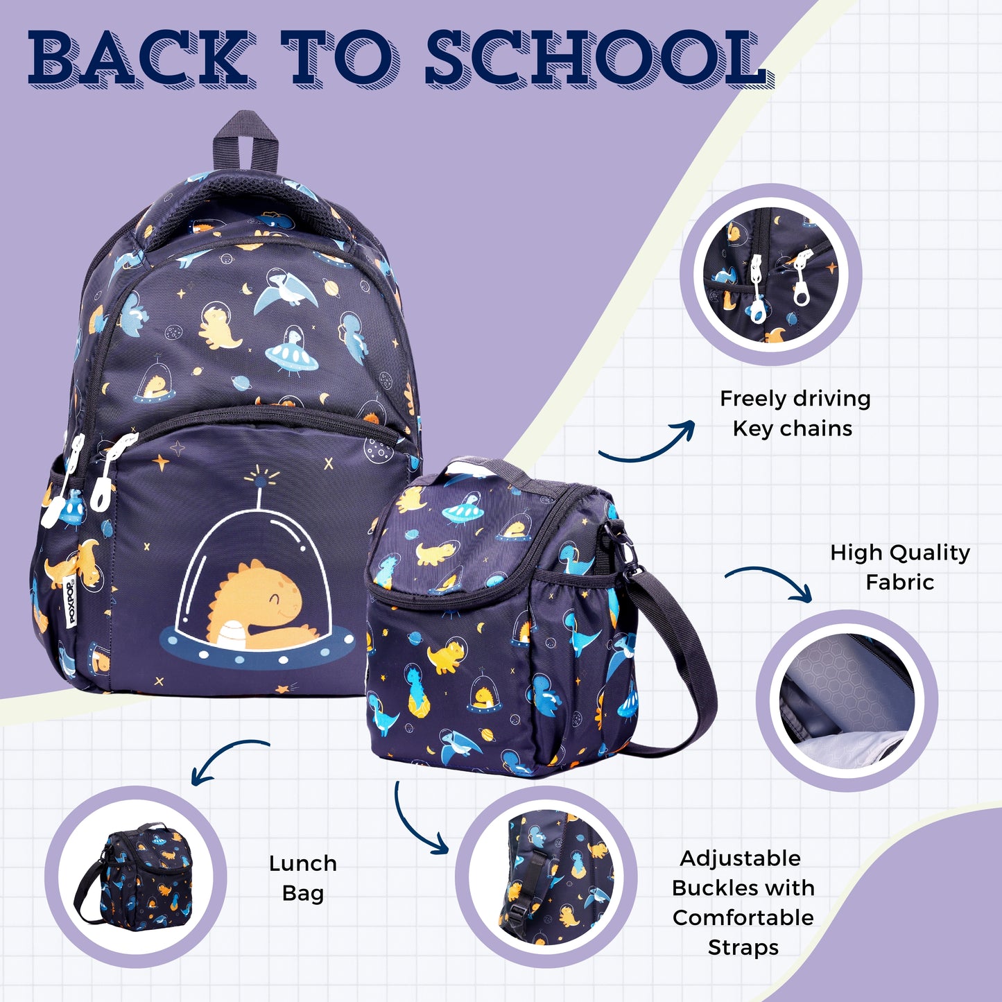 dragon  kids premium backpack with lunch bag