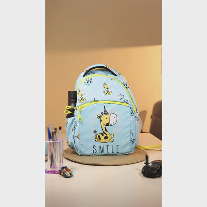 Giraffe blue  kids premium backpack with lunch bag